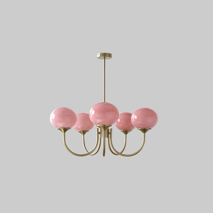 Luxury Gold Chandelier With Rose Glass Shades
