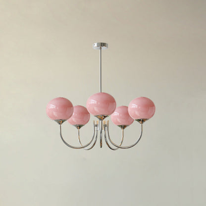 Soft Pink Glass Pendant Chandelier