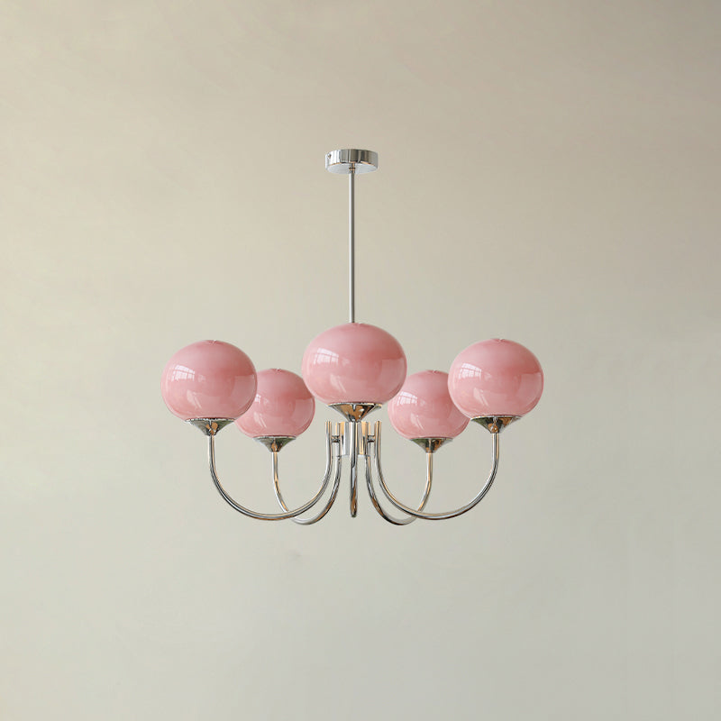 Luxury Gold Chandelier With Rose Glass Shades