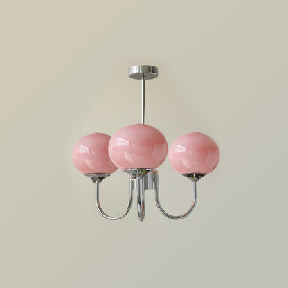 Luxury Gold Chandelier With Rose Glass Shades