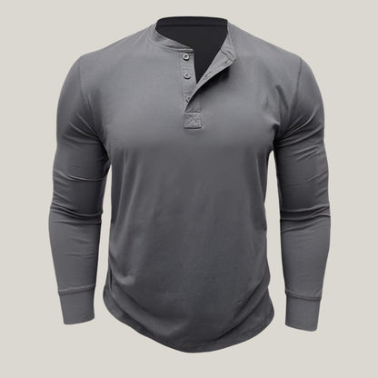 Massimo Long Sleeve Top | Modern Henley Shirt with Button Placket for Men