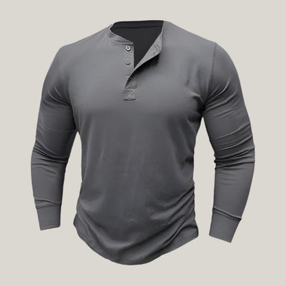 Massimo Long Sleeve Top | Modern Henley Shirt with Button Placket for Men