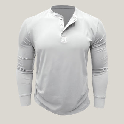 Massimo Long Sleeve Top | Modern Henley Shirt with Button Placket for Men