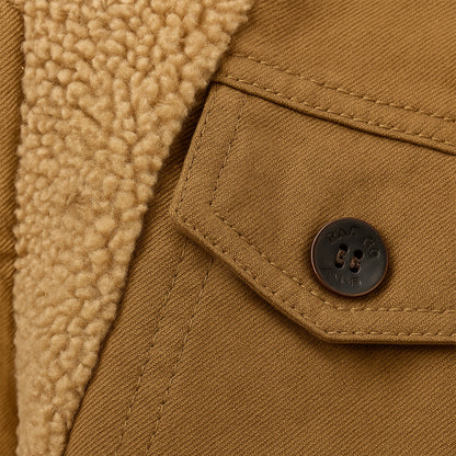 Men’s Faux Shearling Lined Snap Front Trucker Jacket