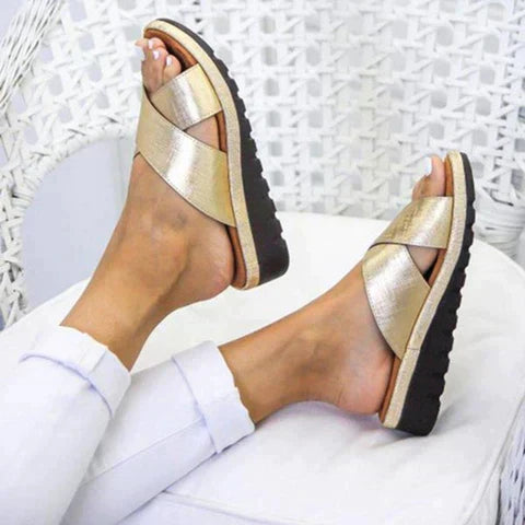 Matilde Sandals | Woven Crisscross Straps Platform Sole Sandals