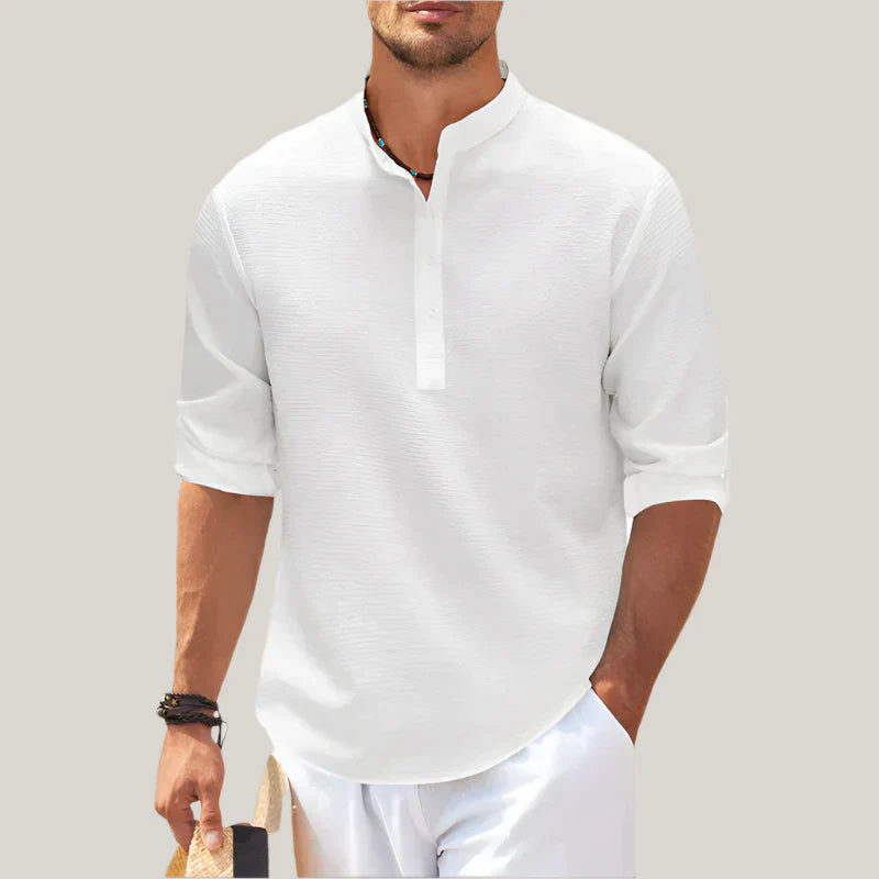 Matteo Linen Shirt | Lightweight Summer Shirt with Stand Collar for Men