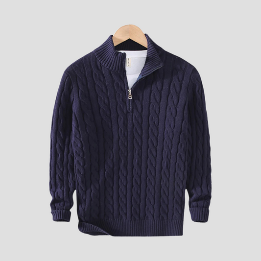 Men’s Chunky Cable Knit Quarter-Zip Sweater