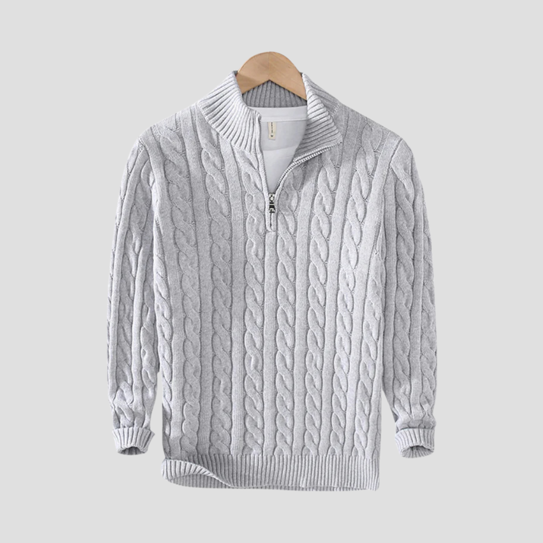 Men’s Chunky Cable Knit Quarter-Zip Sweater