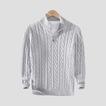 Men’s Chunky Cable Knit Quarter-Zip Sweater