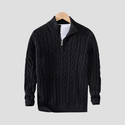 Men’s Chunky Cable Knit Quarter-Zip Sweater