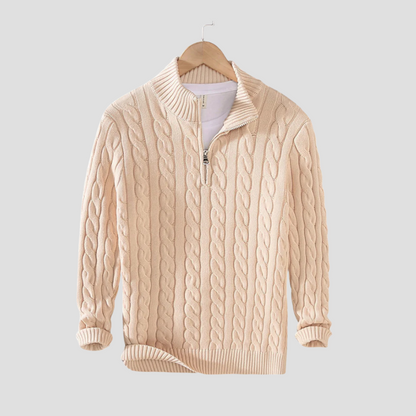 Men’s Chunky Cable Knit Quarter-Zip Sweater