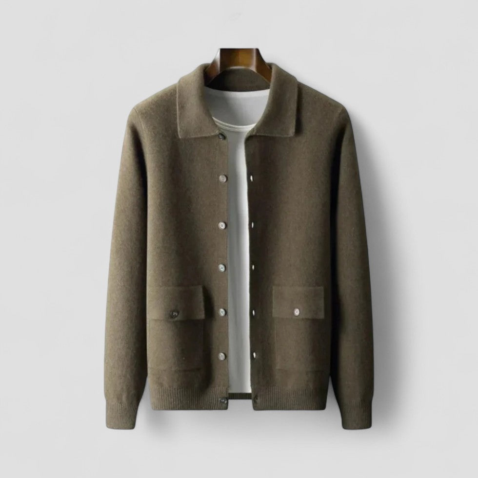 Men Button Down Knitted Winter Cardigan Long Sleeve