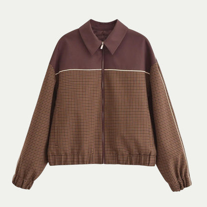 Men’s Retro Houndstooth Zip-Up Jacket