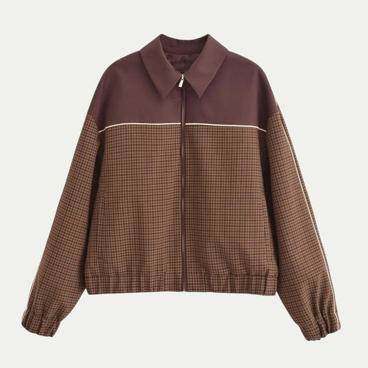 Men’s Retro Houndstooth Zip-Up Jacket