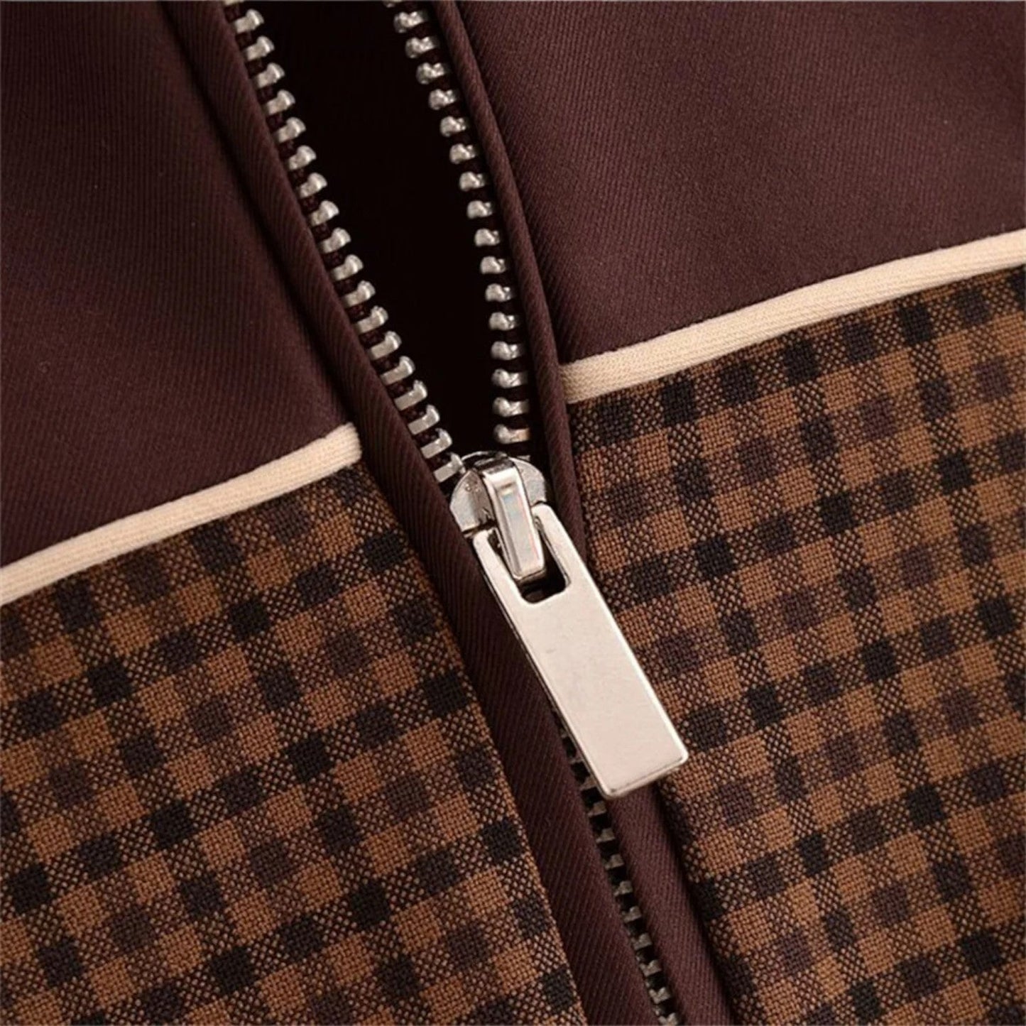 Men’s Retro Houndstooth Zip-Up Jacket