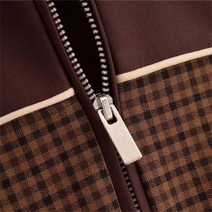 Men’s Retro Houndstooth Zip-Up Jacket