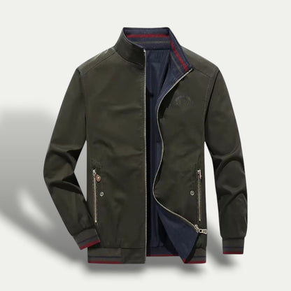 Men’s Sleek Striped-Collar Windbreaker