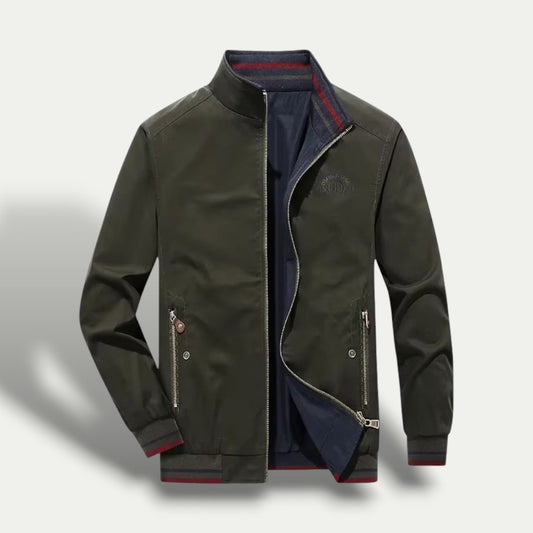 Men’s Sleek Striped-Collar Windbreaker