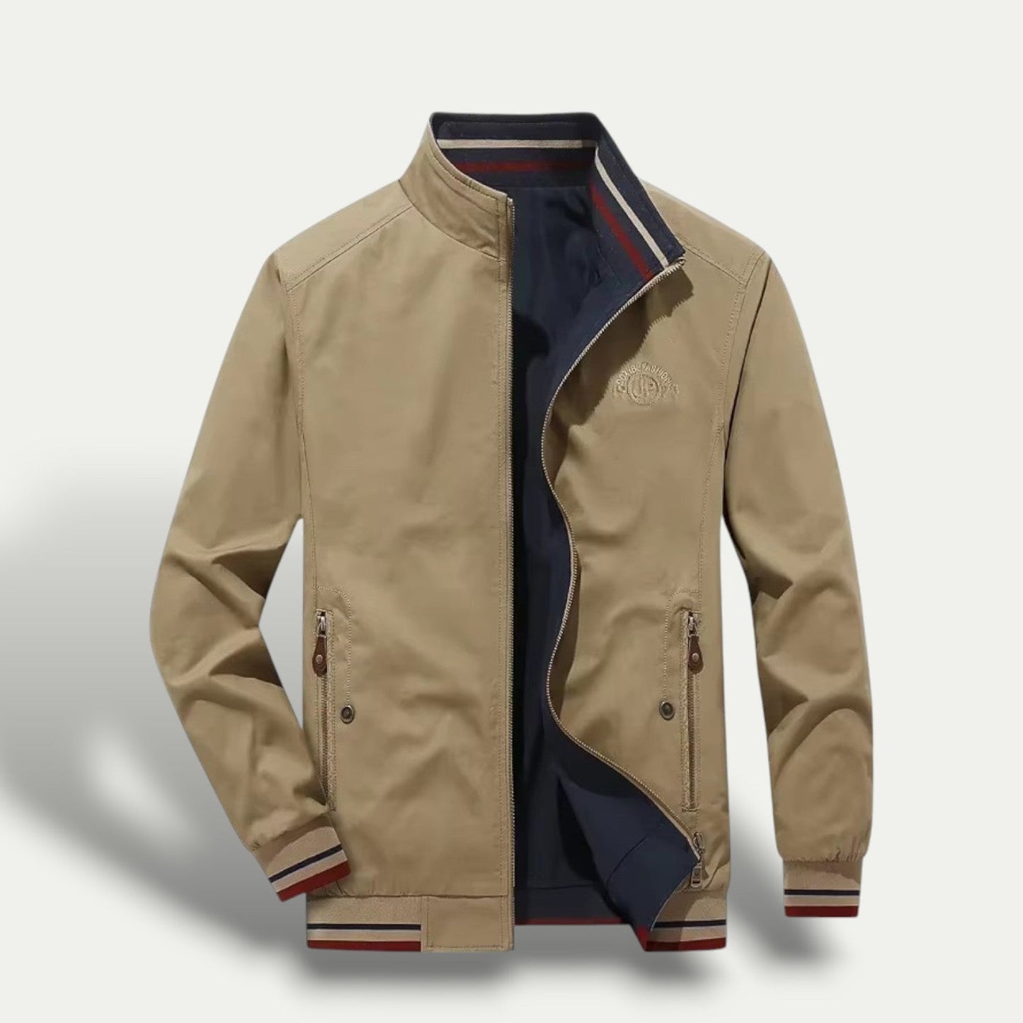 Men’s Sleek Striped-Collar Windbreaker