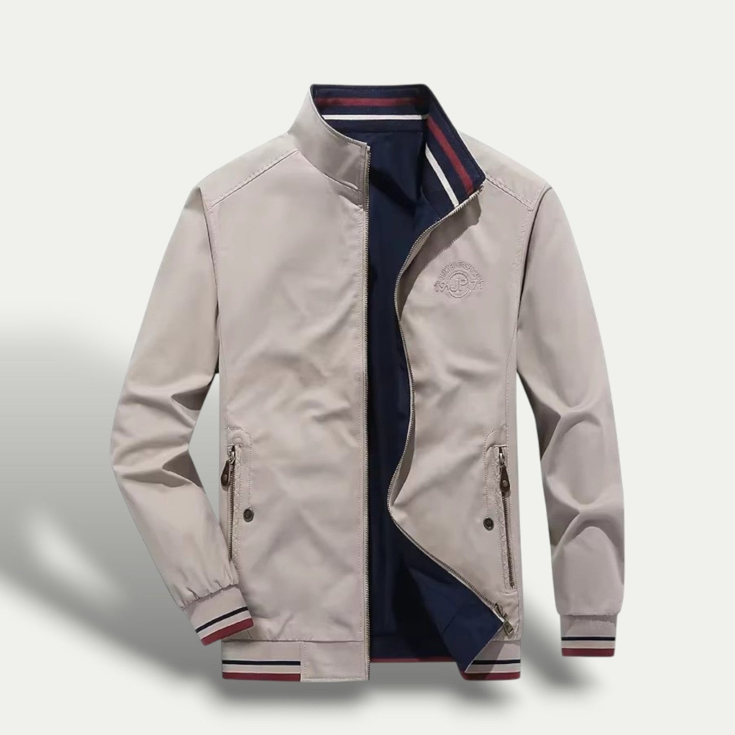 Men’s Sleek Striped-Collar Windbreaker