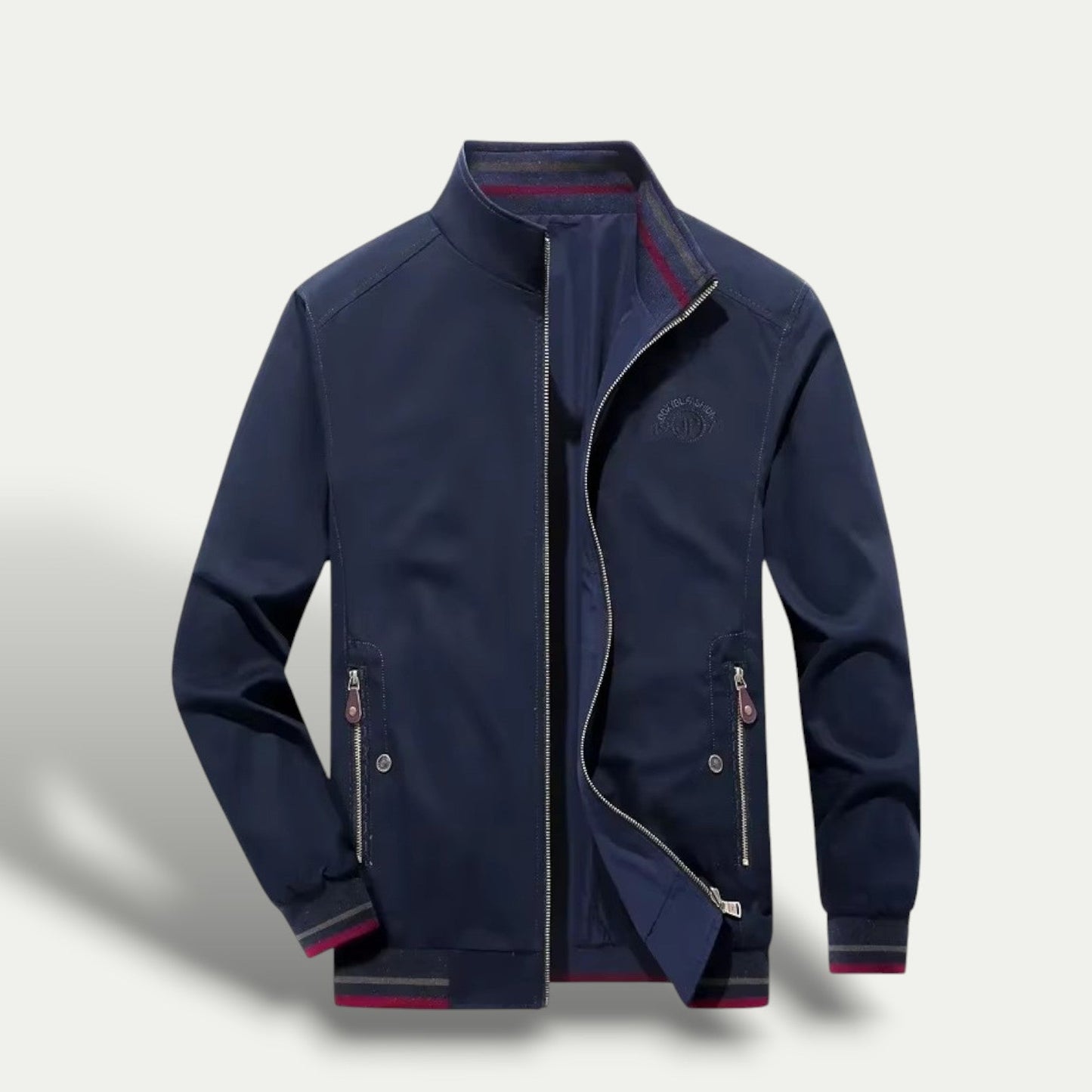 Men’s Sleek Striped-Collar Windbreaker