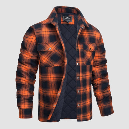 Warm Plaid Fleece Lined Shirt for Men - BritishElegance