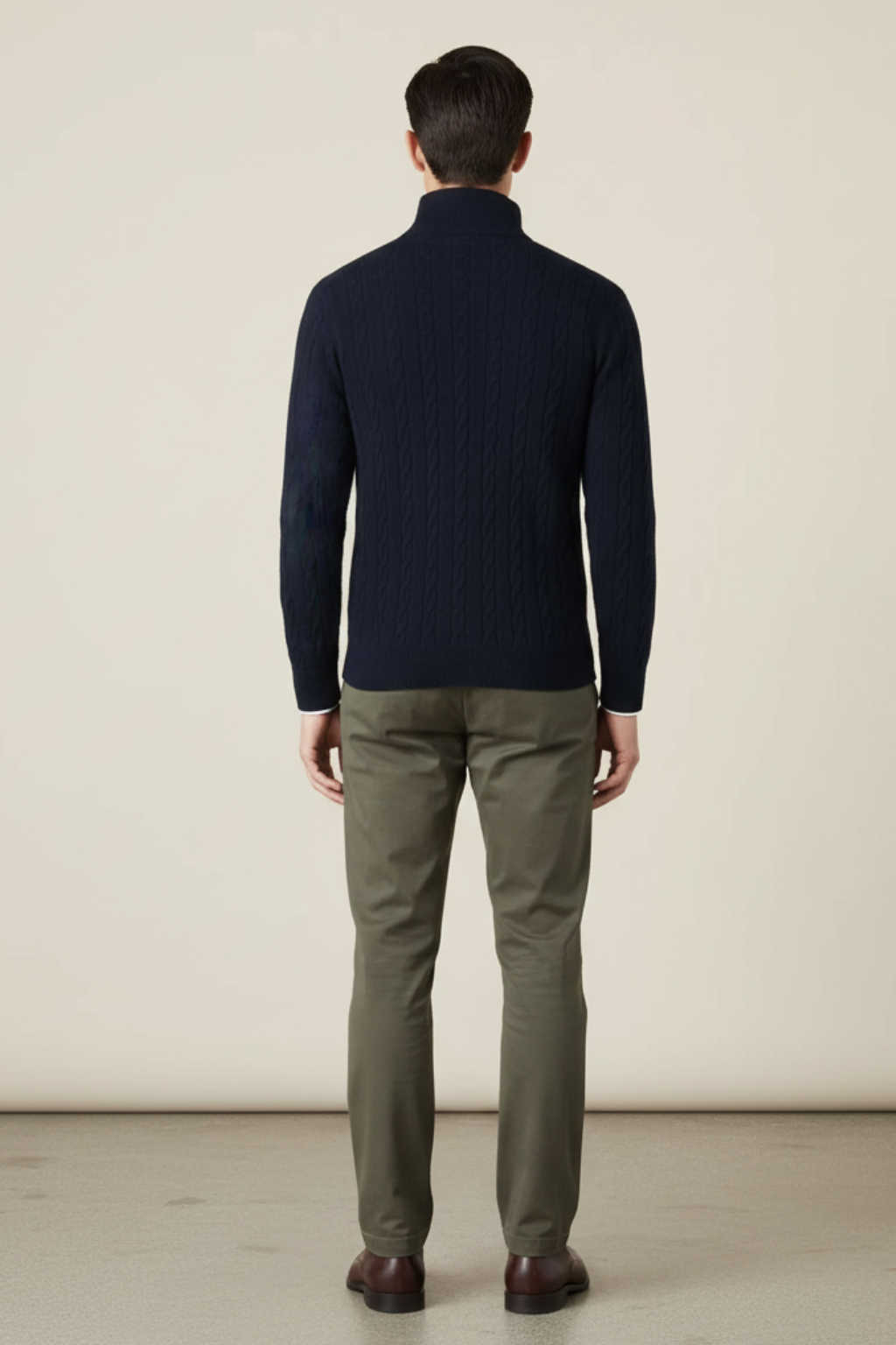 Men’s Cable Knit Half-Zip Wool Blend Sweater