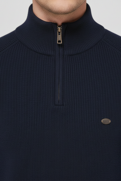 Men’s Heavy Ribbed Quarter Zip Mock Neck Sweater