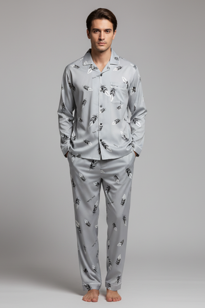 Men’s Cotton Blend Long Sleeve Sleepwear Set