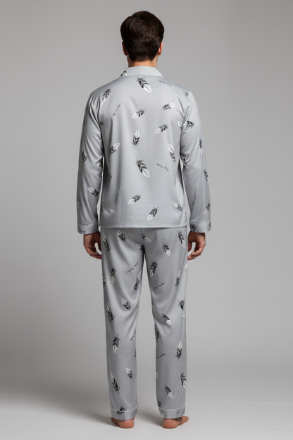 Men’s Cotton Blend Long Sleeve Sleepwear Set