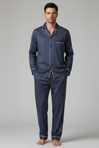 Men’s Cotton Blend Long Sleeve Sleepwear Set