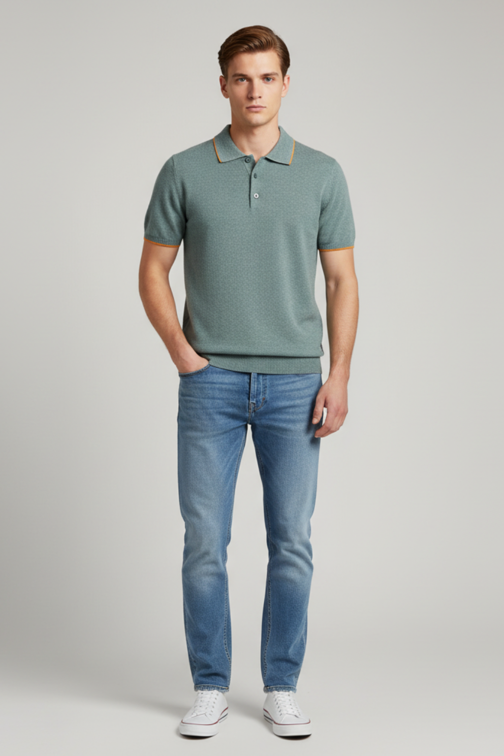 Men’s Knitted Short Sleeve Polo Shirt