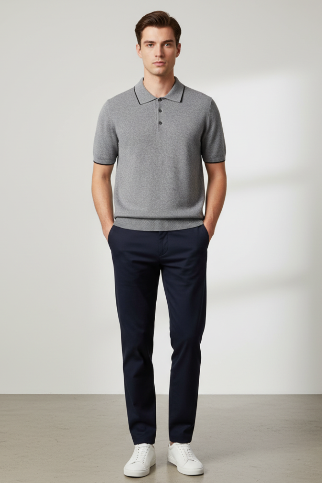 Men’s Knitted Short Sleeve Polo Shirt