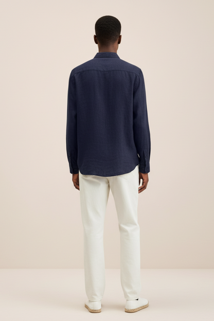 Men’s Loose Fit Linen Button-Down Shirt