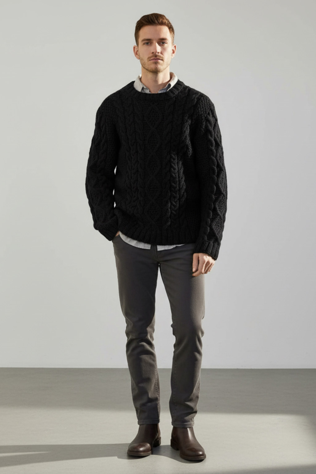 Men’s Oversized Chunky Cable Knit Sweater