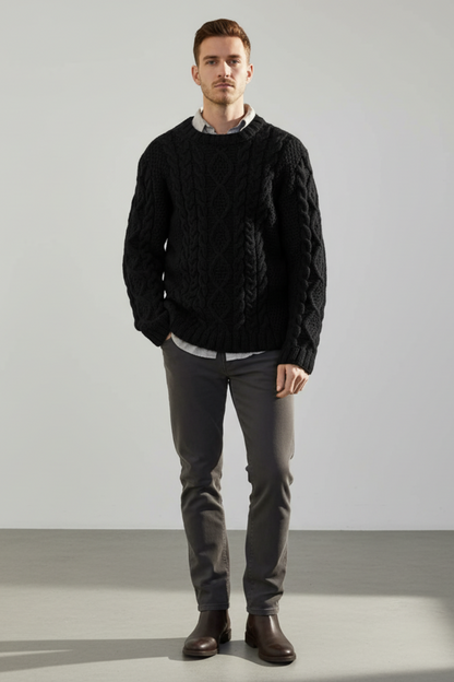 Men’s Oversized Chunky Cable Knit Sweater
