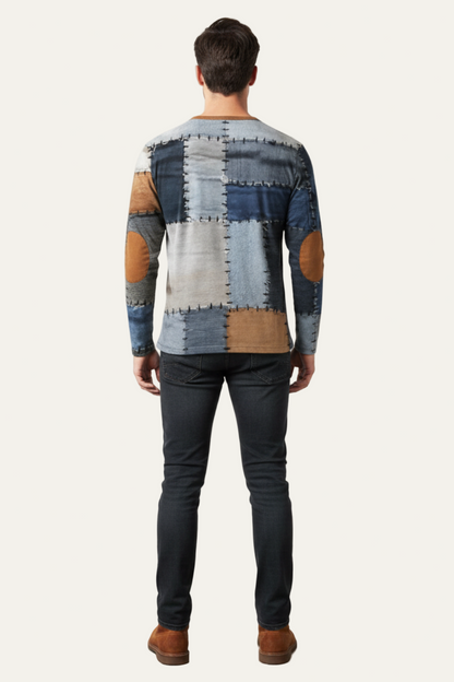 Men’s Printed Long Sleeve Henley Shirt