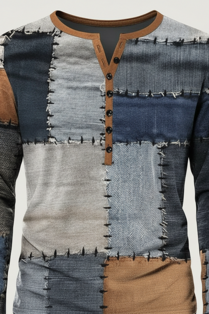 Men’s Patchwork Cotton Blend Sweater
