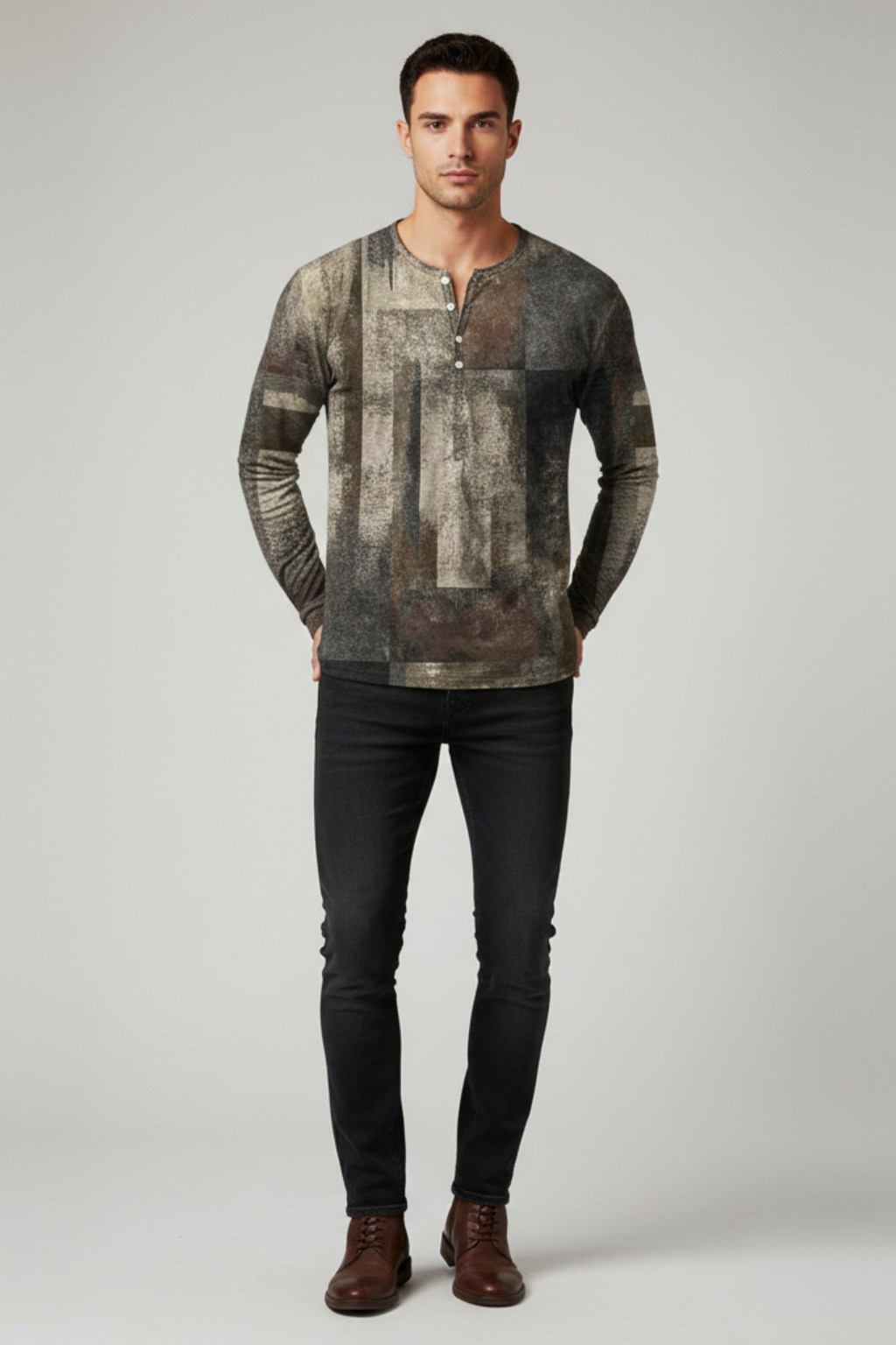 Men’s Patchwork Cotton Blend Sweater
