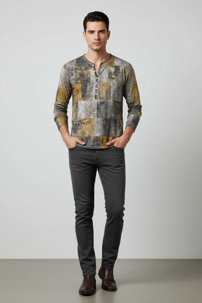 Men’s Patchwork Cotton Blend Sweater