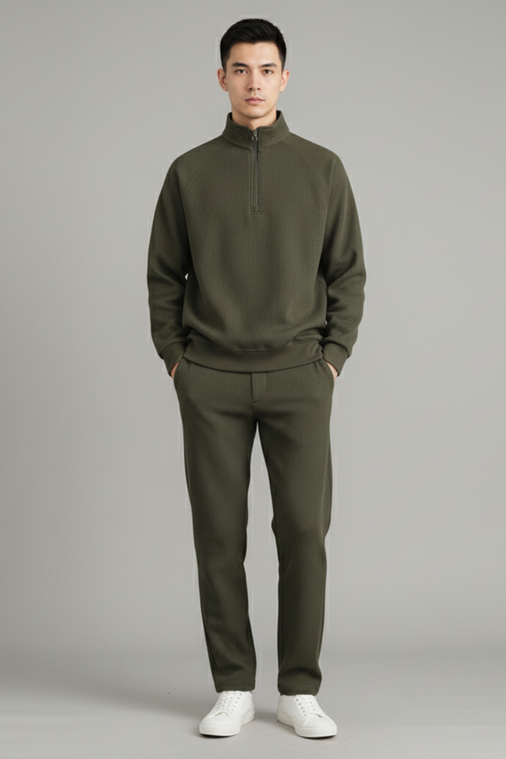 Men’s Ribbed Knit Half-Zip Sweatshirt