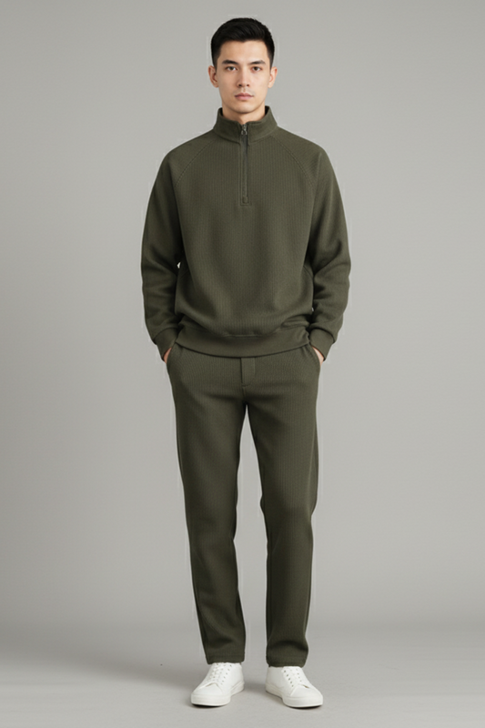 Men’s Ribbed Knit Half-Zip Sweatshirt