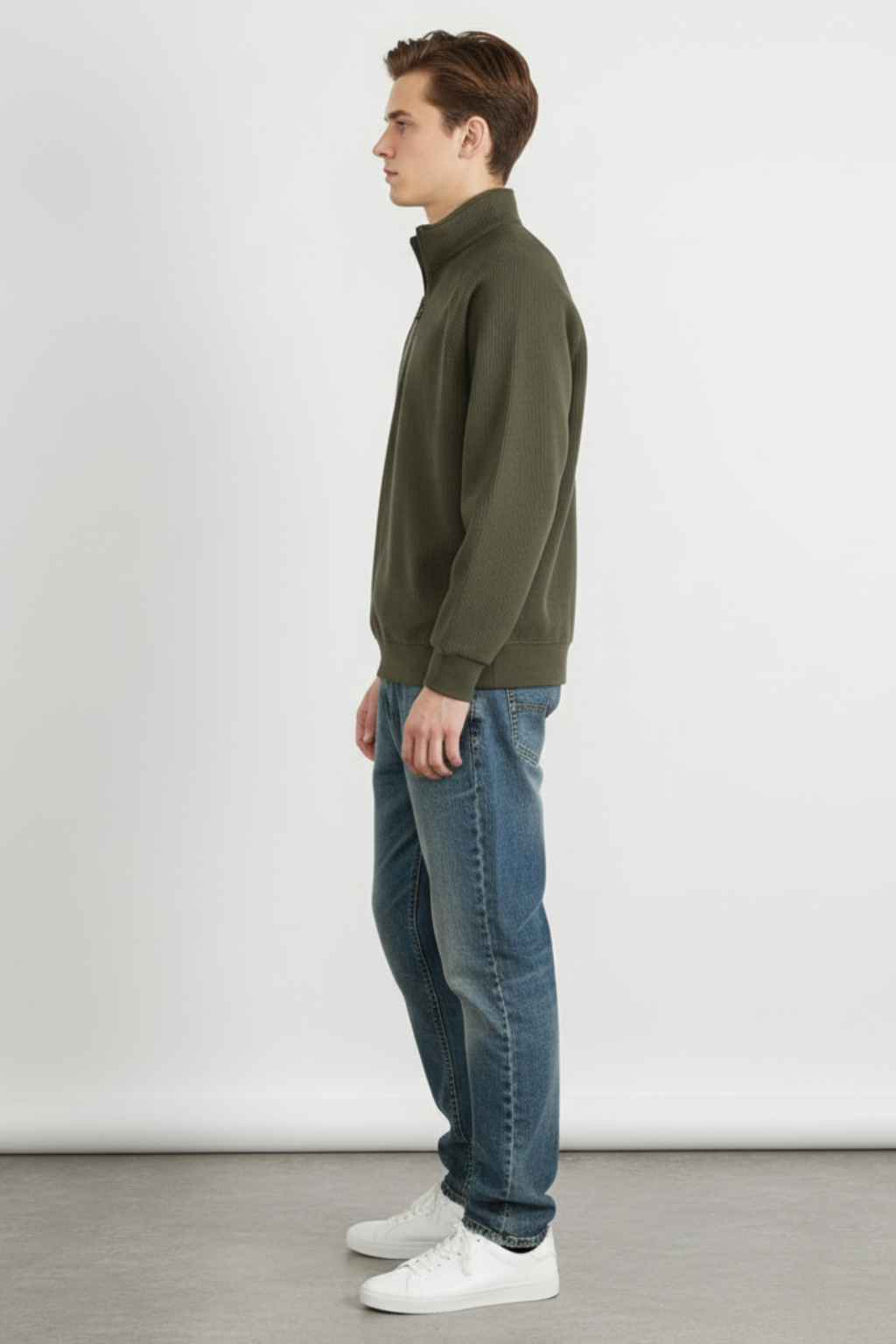 Men’s Ribbed Knit Half-Zip Sweatshirt