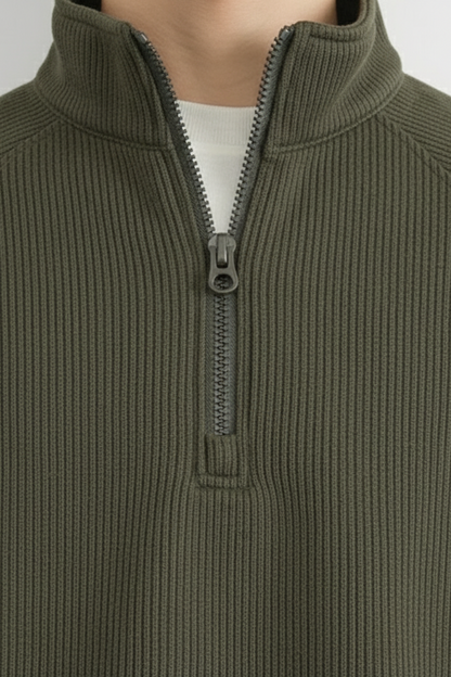Men’s Ribbed Knit Half-Zip Sweatshirt