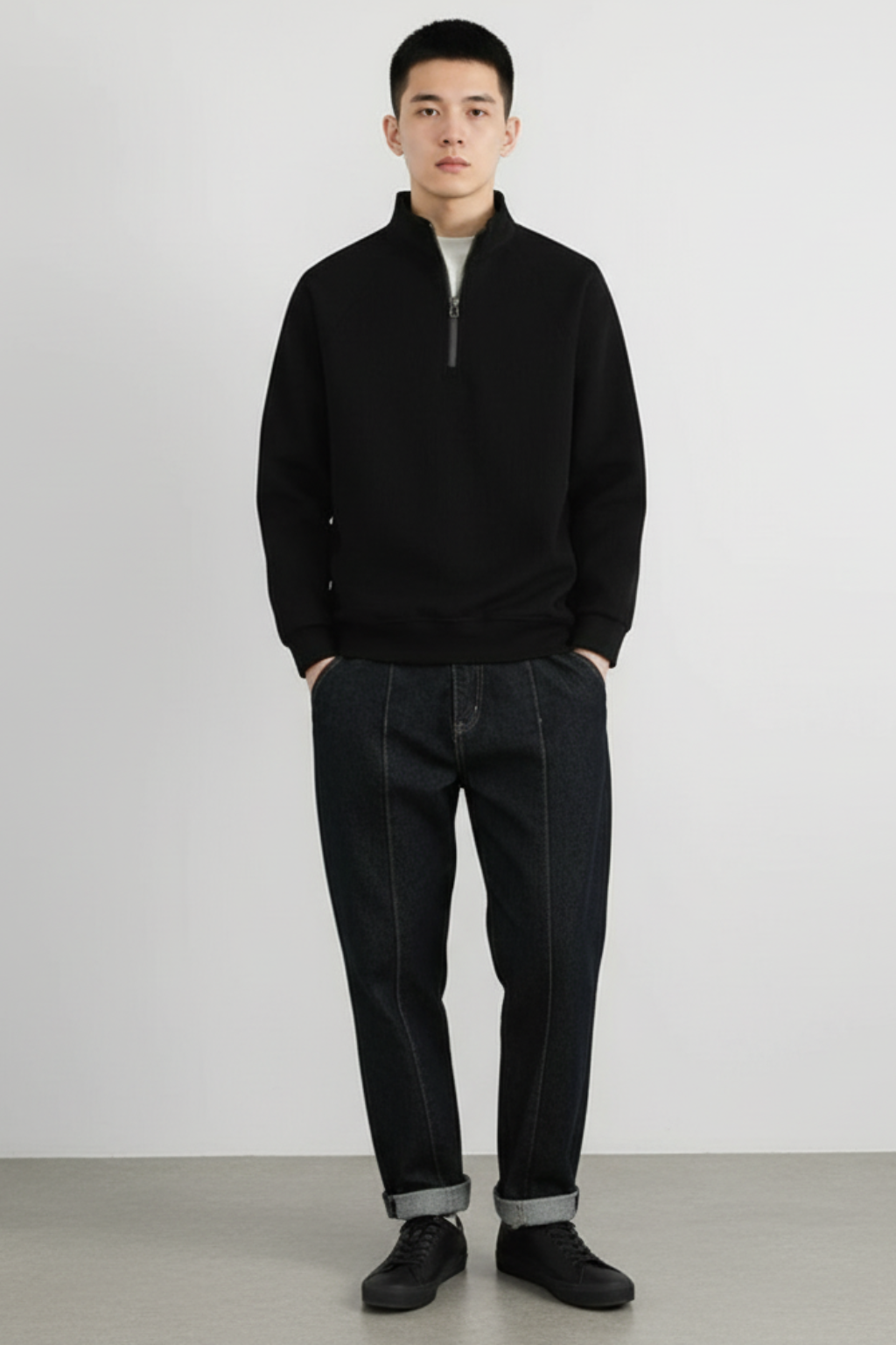 Men’s Ribbed Knit Half-Zip Sweatshirt