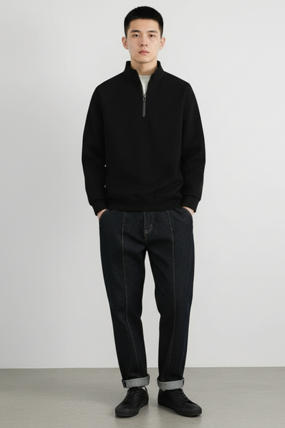 Men’s Ribbed Knit Half-Zip Sweatshirt