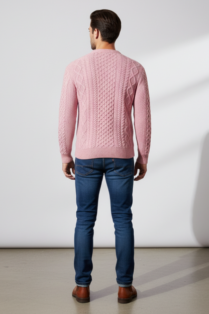 Men’s Slim Fit Cable Knit Wool Blend Jumper
