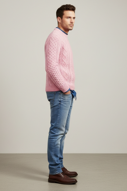 Men’s Slim Fit Cable Knit Wool Blend Jumper