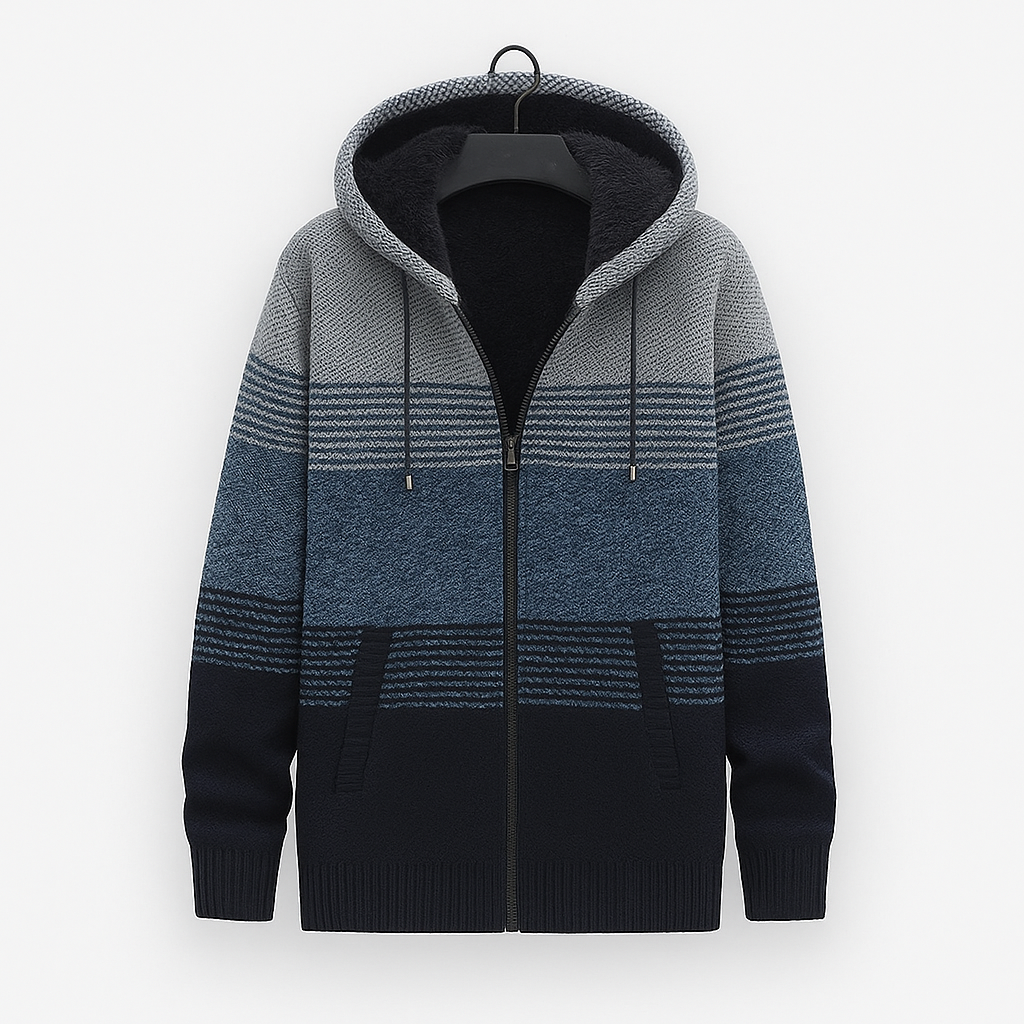 Men's Warm Hooded Zip Sweater