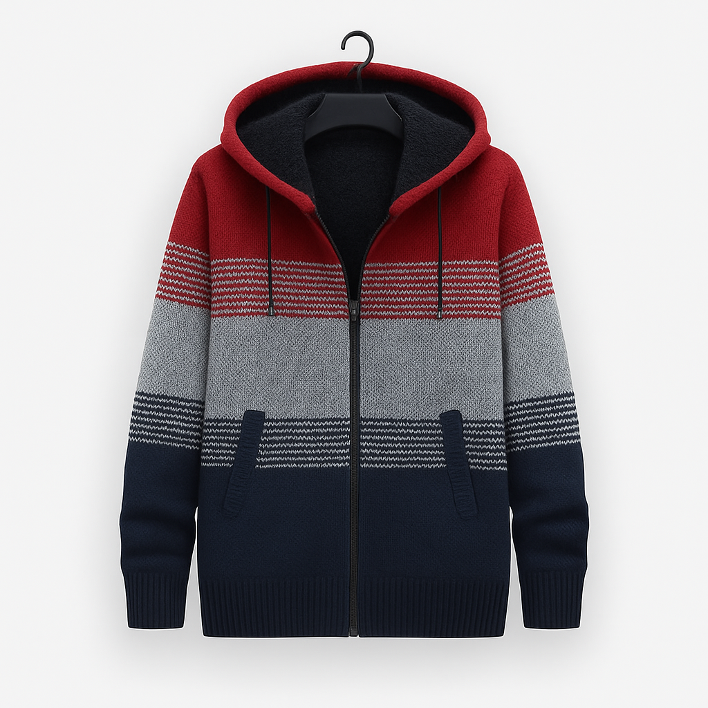 Men's Warm Hooded Zip Sweater